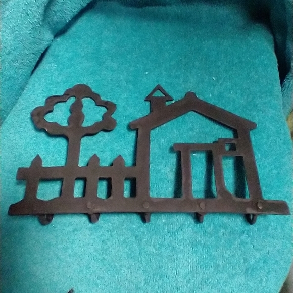 Black Metal Wall Hook Decor Key Holder House Tree vintage - Picture 4 of 4